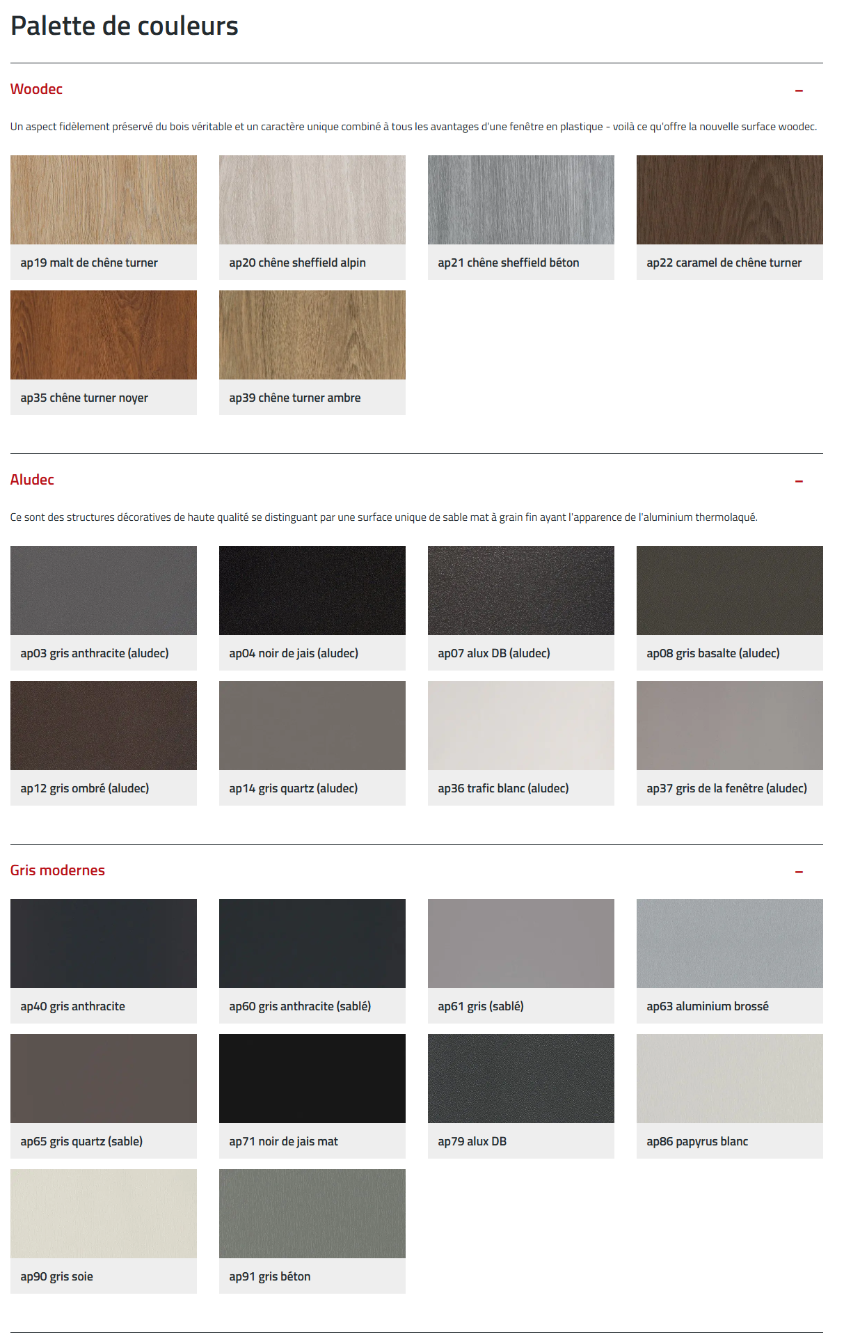 Couleurs fenêtre PVC